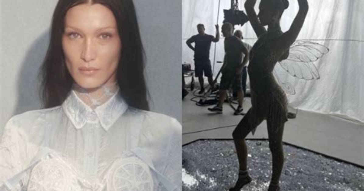 Bella Hadid Wears Crystal-Covered Nude Catsuit in Behind-the-Scenes Swarovski Pics — See Her Look!
