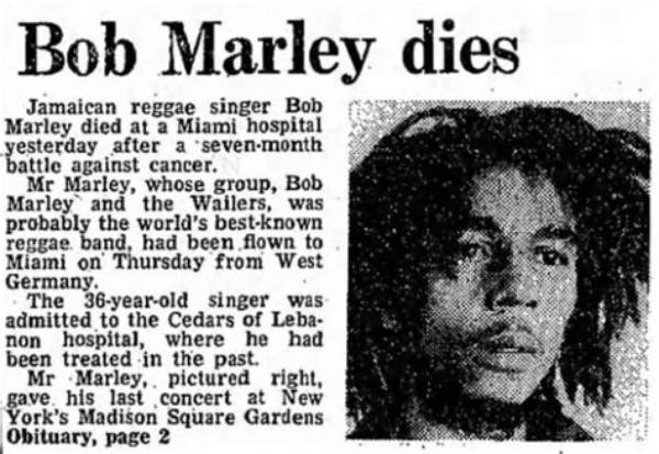 Bob Marley: Cause of Death Explained