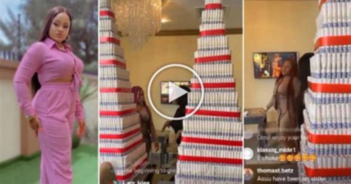 Evicted Bbnaija Star Amaka Gifted 2 Huge Money Cakes by Fans