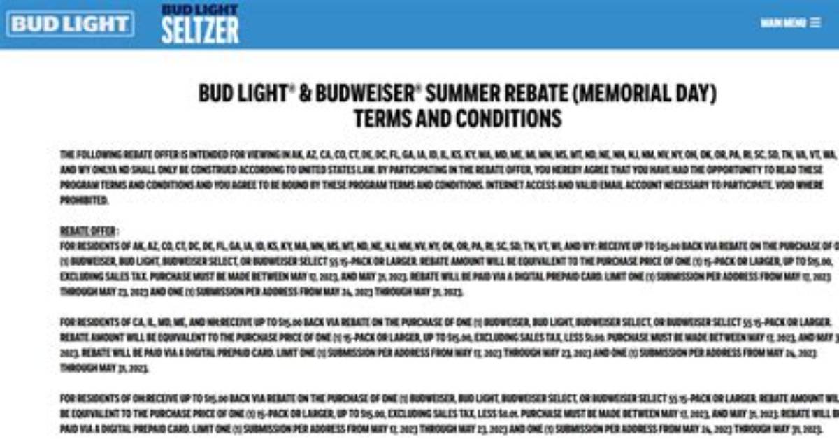 Memorial Day Rebate: Enjoy Cold Budweiser with Savings