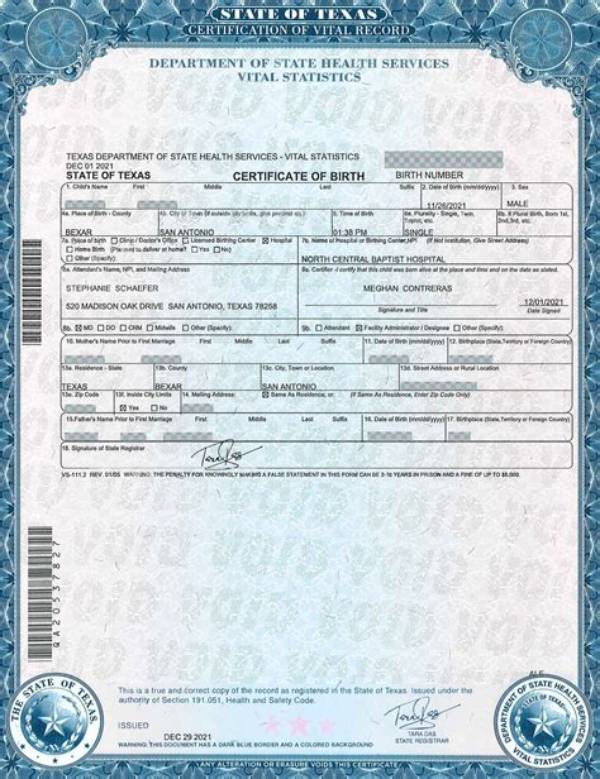 Understanding the Texas Birth Certificate Document Number