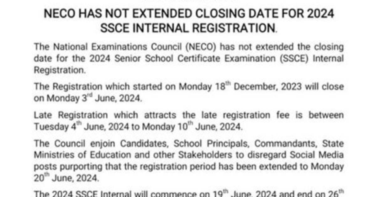 Unlock the Neco Registration 2024 Closing Date: Your Guide to Success