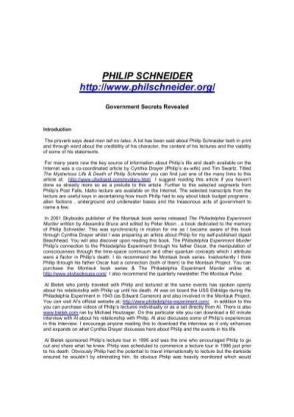 Unveiling the Secrets of Philip Schneider: the Whistleblower and His Shocking Revelations
