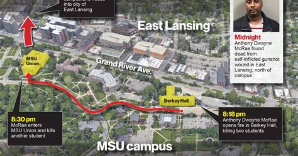 Watch: Video Shows Michigan State University Shooter Anthony Mcrae Walking Around Campus After Rampage